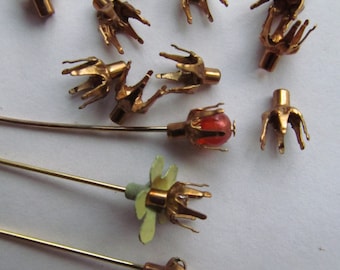 30 Itty Bitty Teeny Weeny Vintage Little Brass Flowers