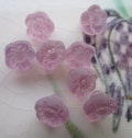 Tiny Grape Colored Frosted Glass Flowers
