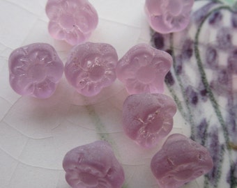 Tiny Grape Colored Frosted Glass Flowers