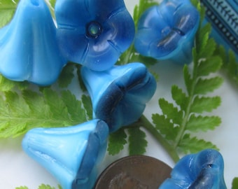 6 Deutsche Glocken Amalfiglas Blüten In Zweifarbigem Glas