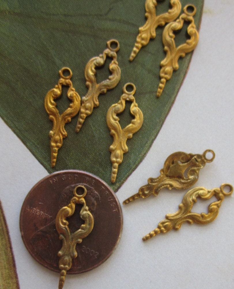 Vintage Brass Art Nouveau Style Flourish Stampings