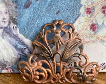 2 Vintage Patina Brass Decorative Finding. Victorian, Fancy Rococo. Garden Gate