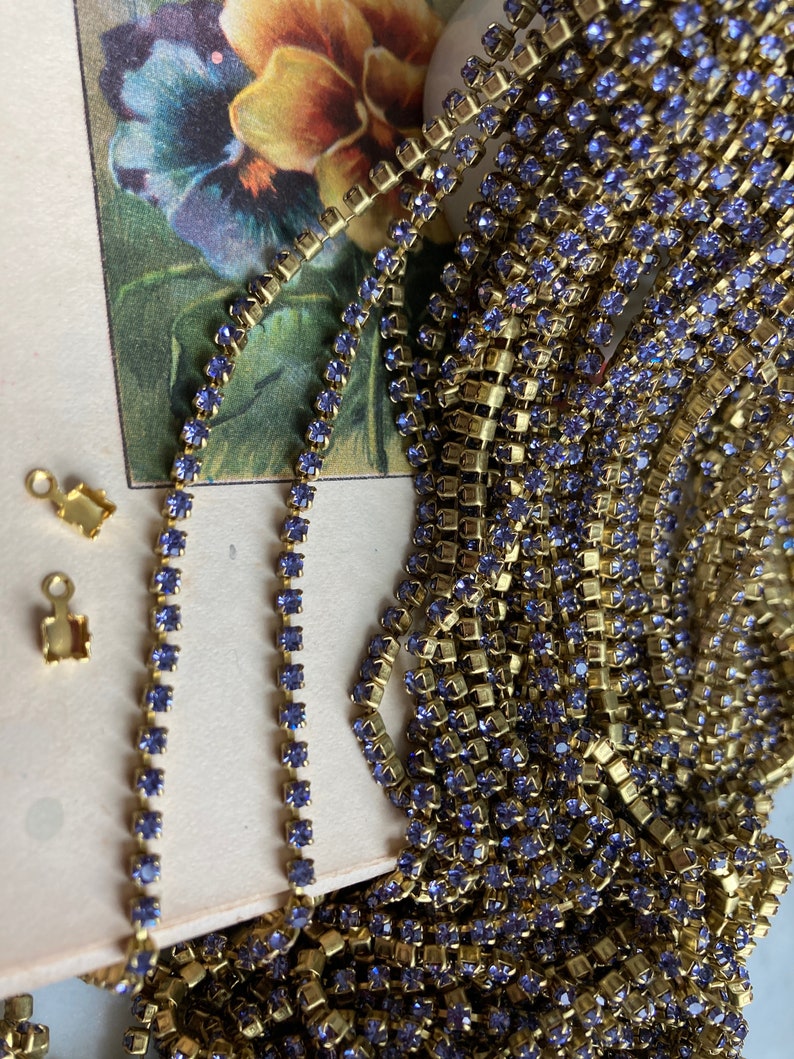 Vintage Tanzanite 3mm Rhinestone Chain 18 Inches - Etsy