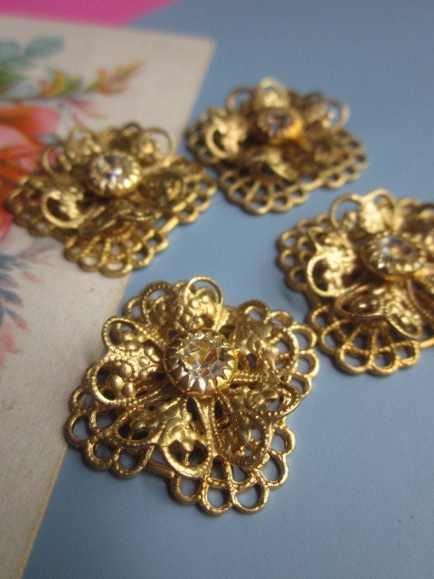Vintage Swarovski Crystal Filigree Finding