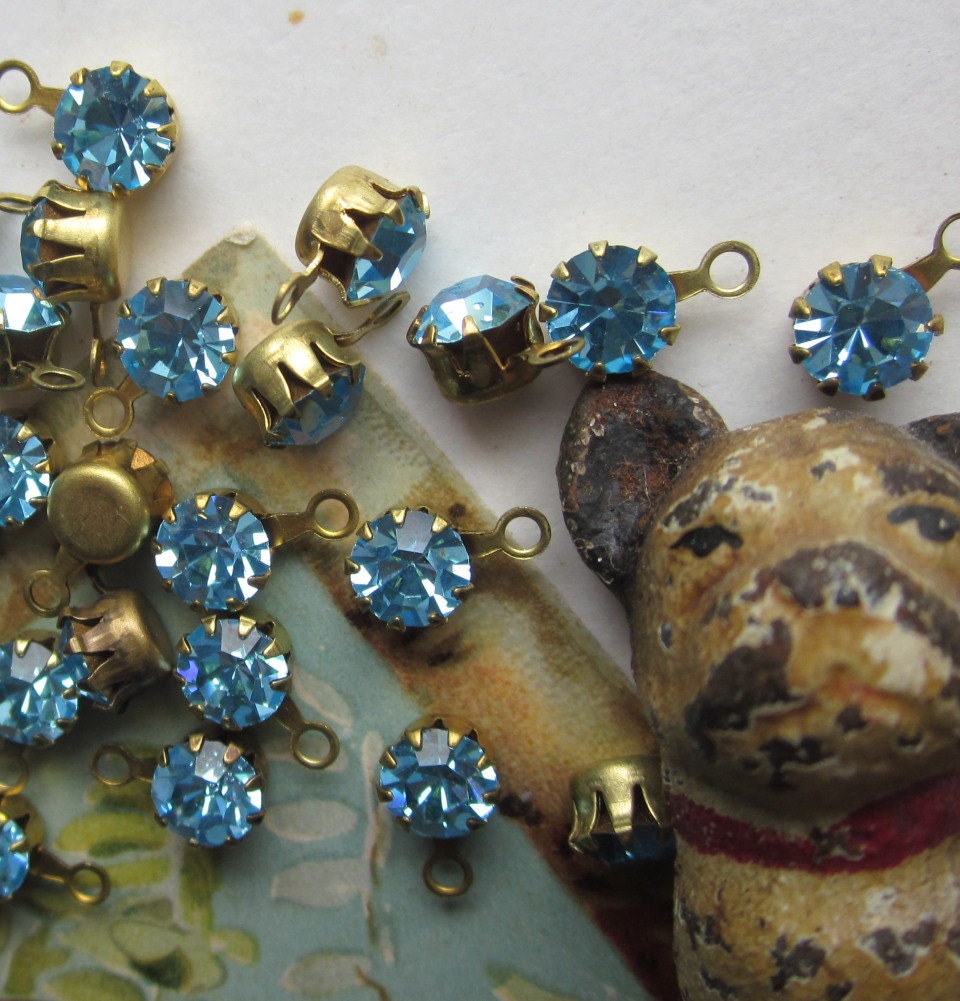 Vintage Swarovski  Aquamarine Crystal With Hoop