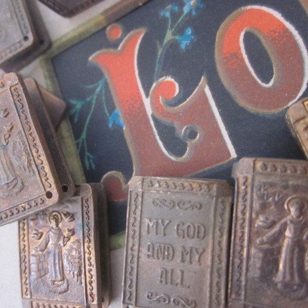 Religious Antique Miniature Metal Book Cover
