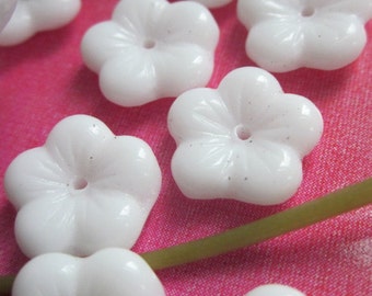 Vintage White Glass Flower Bead