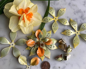 Old Fashion Daffodile Flowers Made With All Vintage Findings, Mix and Match