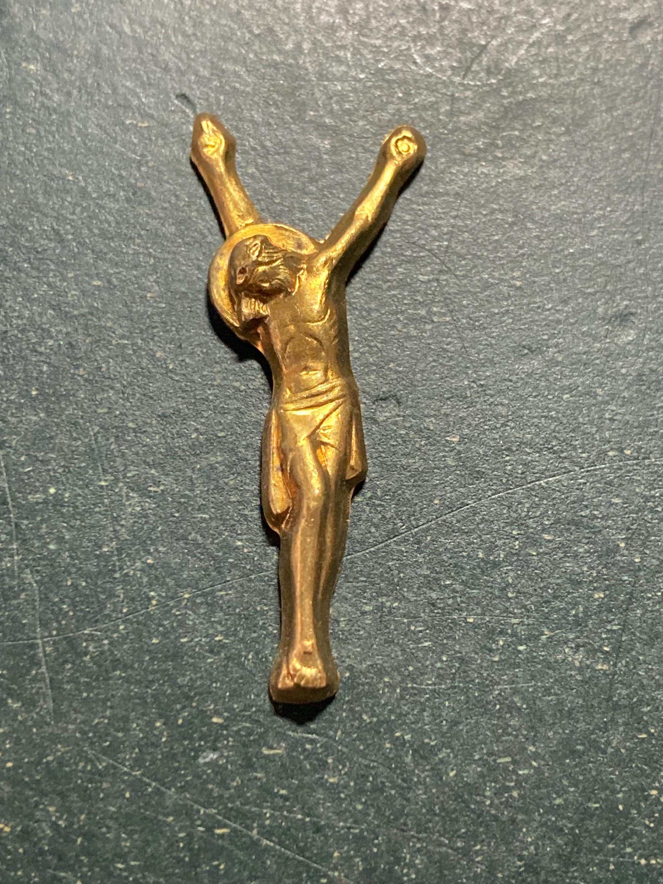 6 Vintage Solid Brass Body of Christ, 31mm - 1 1/4 Inch