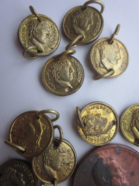 Vintage Tiny French Napoleon Empire Coins With Two Holes