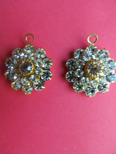 Vintage Hooped Crystal Swarovski Three Layer  Drop