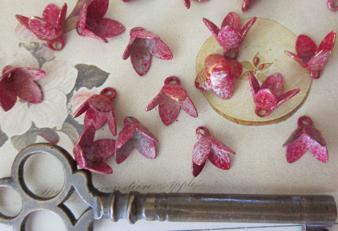20 Wonderful Vintage Variegated Rosy Metal Flowers - Etsy