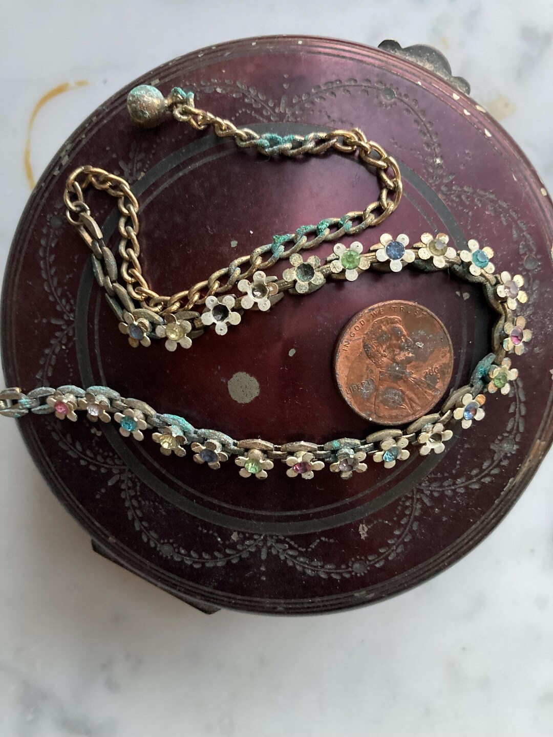 Vintage Flower Chain for Upcycling With Tiny Rhinestone 6mm Flowers - Etsy