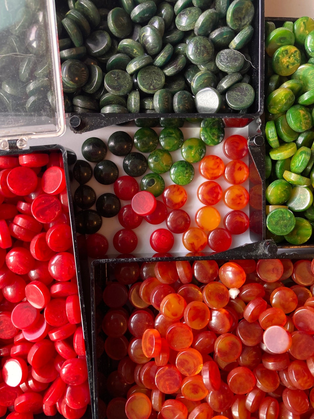 Vintage Bakelite Dome Disc, Red-rust-green-brown, ADDED SMALL SIZES - Etsy