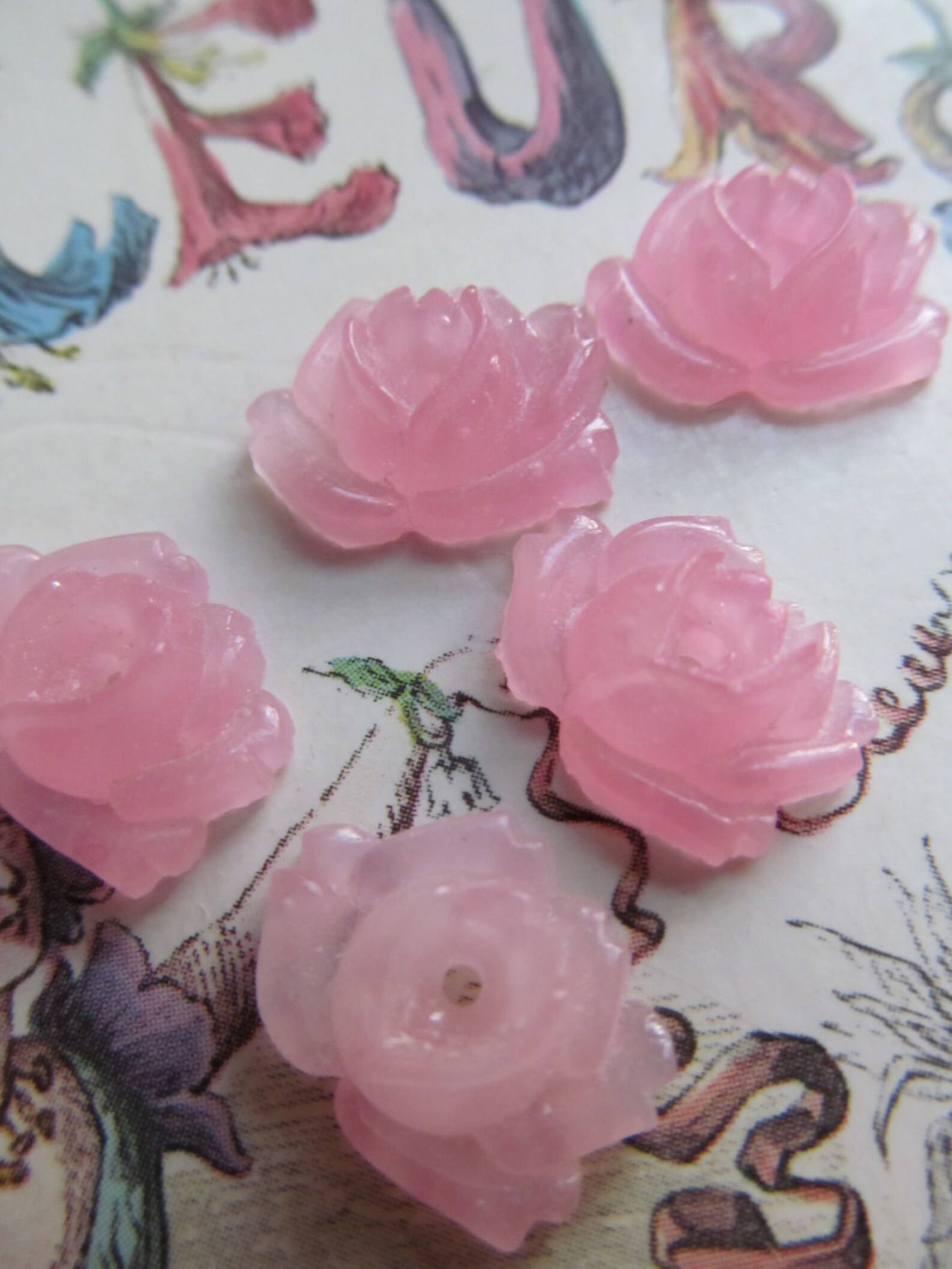 Vintage Occupied Japan Pink Rose Glass Roses miriam Haskell Etsy