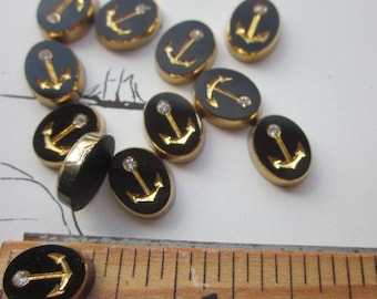 10 Ahoy Matey Vintage  Anchor And Rhinestone Glass Cabochon