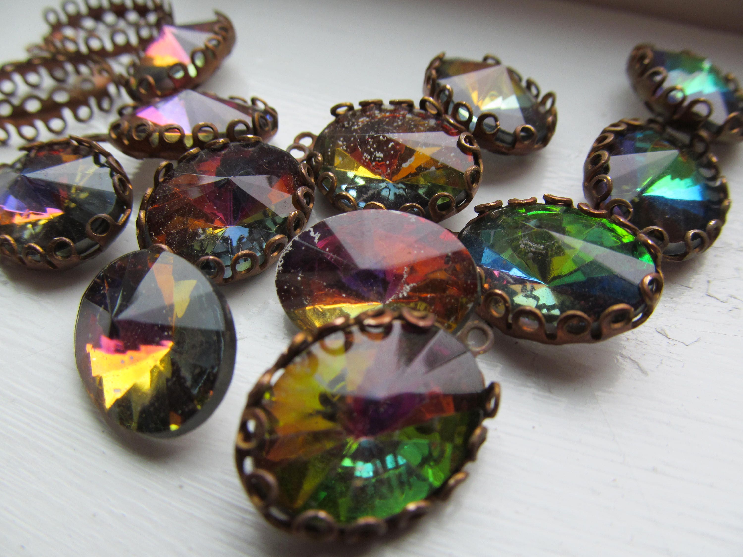 Vintage Oval Crystals, Set or Unset, Three Colors Available (See Desc…