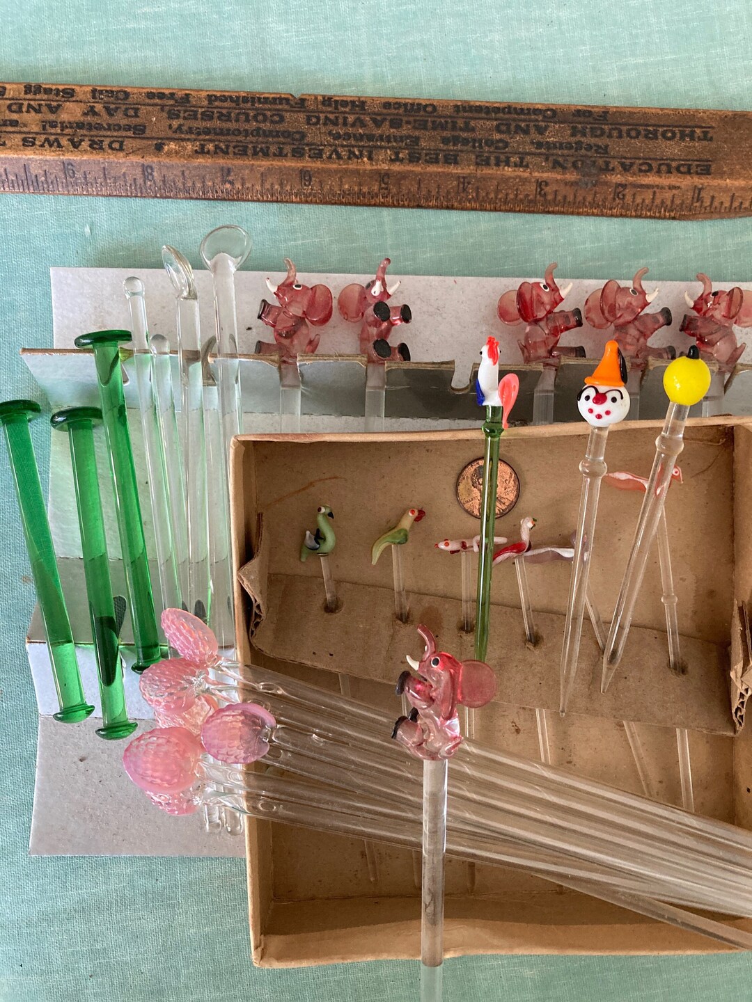 Vintage Swizzle Sticks, Sold Sepratly, Collectablebirds, Pink Elephant