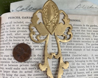 Vintage Brass Bookmark With Flower And Bow Design