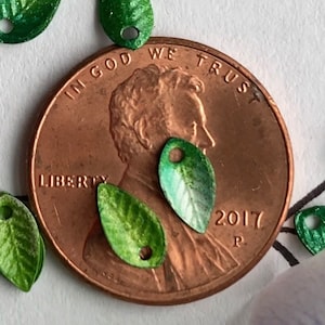 30 Itty Bitty Teeny Weenie Tiny Green Brass Leaves, 8x5mm...tiny, tiny,tiny, for miniature work image 8