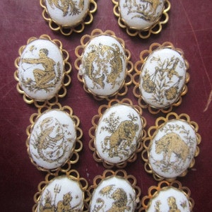 Rare Vintage Sugar Bead Astrological Zodiac Cabochons In Settings