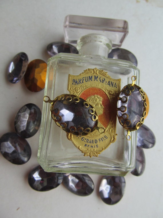 Gold Back "Smoky" Antique Amethyst  Crystal Connector