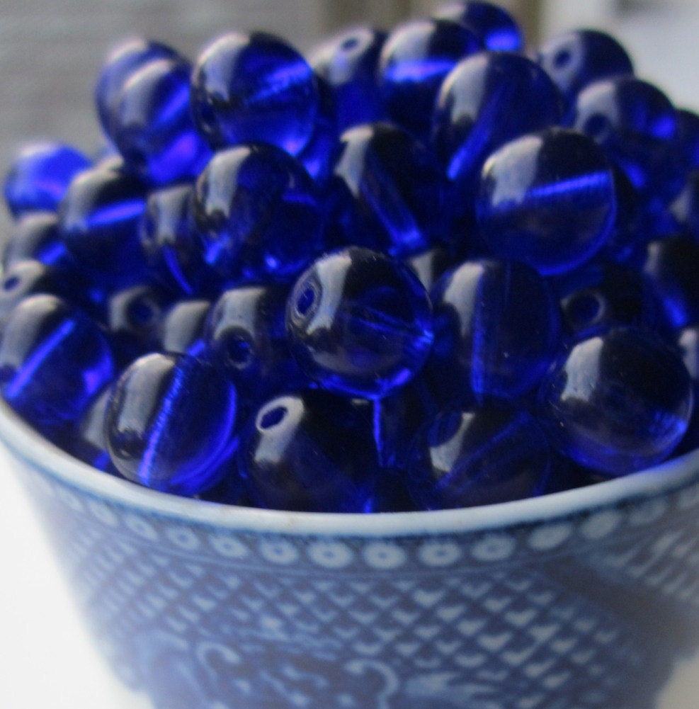 50 Pcs Vintage Japanese Cherry Brand Light Blue Turquoise 8mm Baroque Glass Beads 4 thumbnail image
