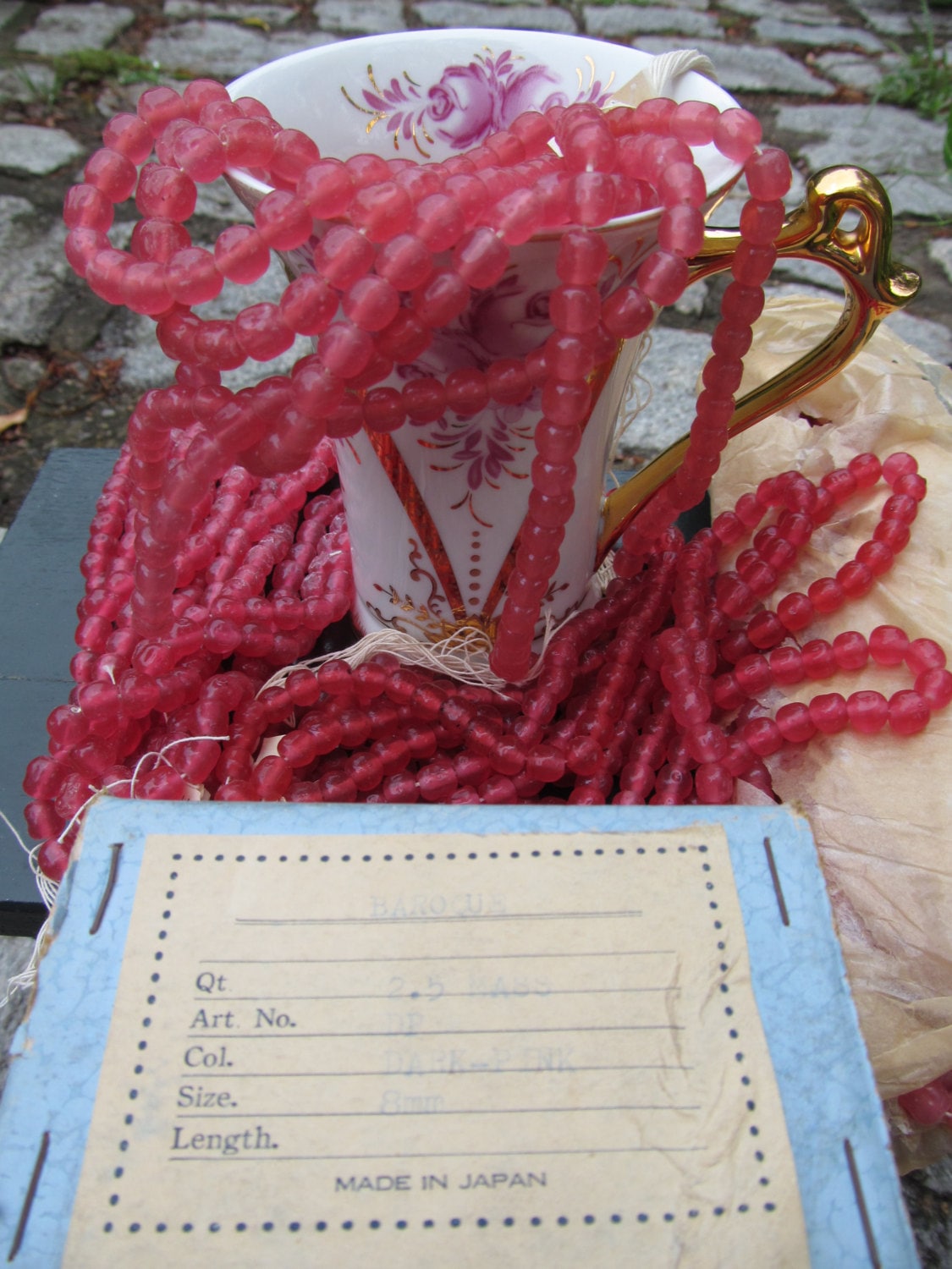 Vintage Japanese Pink Baroque Glass Beads Etsy