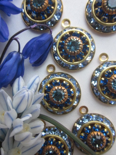 Vintage Swarovski Rich Blue Three Layer  Crystal Drop