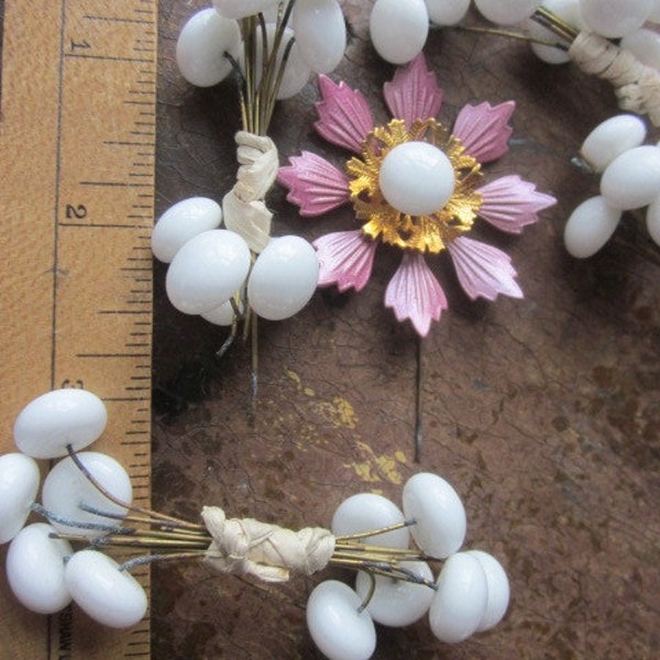 Vintage Milk Glass Flower Centers Headpins