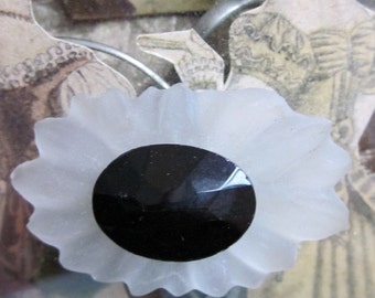 Antique Lalique Style Glass And Jet Fnding