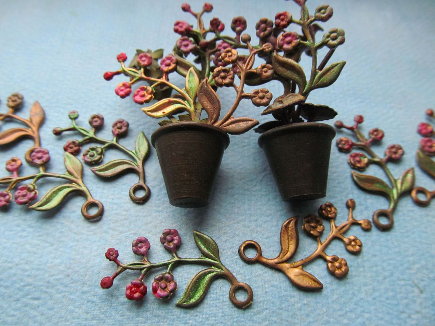 Vintage Rosy Posie Flower Branch With Hoop