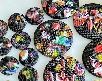 Vintage Murano-Kunstglas-Cabochons, 18 mm oder 9 mm, Fassungen erhältlich