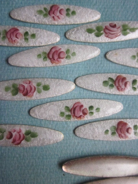 Vintage Guilloche Enamel Findings On Metal
