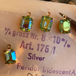 Vintage Swarovski 10x8mm Peridot Iridescent A.B. Silver Foiled Crystals, Available With Or Without Settings