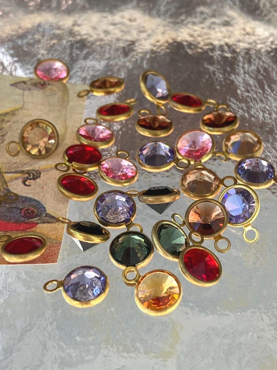 12 Vintage Swarovski Crystals With Hoop, 7mm -Several Colors