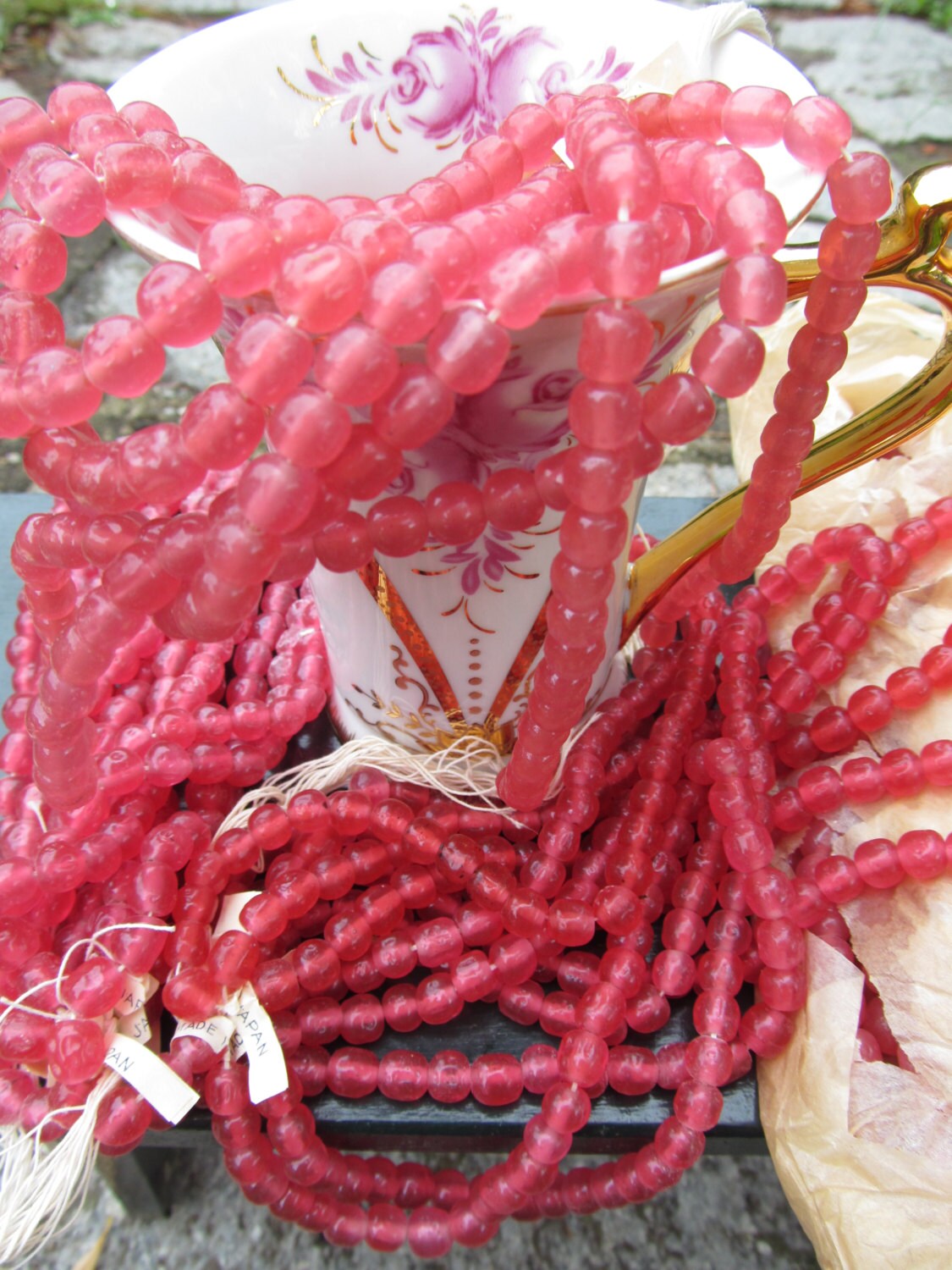 Vintage Japanese Pink Baroque Glass Beads Etsy