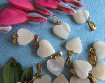 6 Vintage Mother Of Pearl Hearts