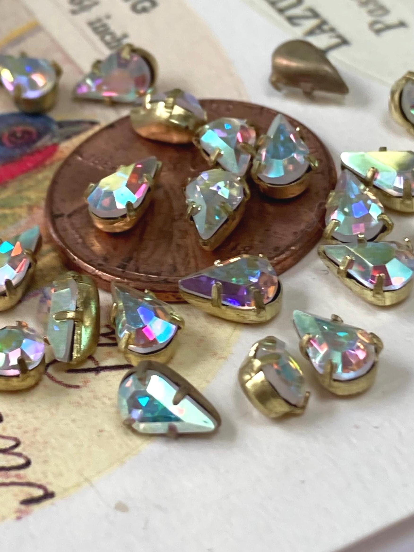 20 Vintage Swarovski Aurora Borealis Crystal 6x3mm Set Stones