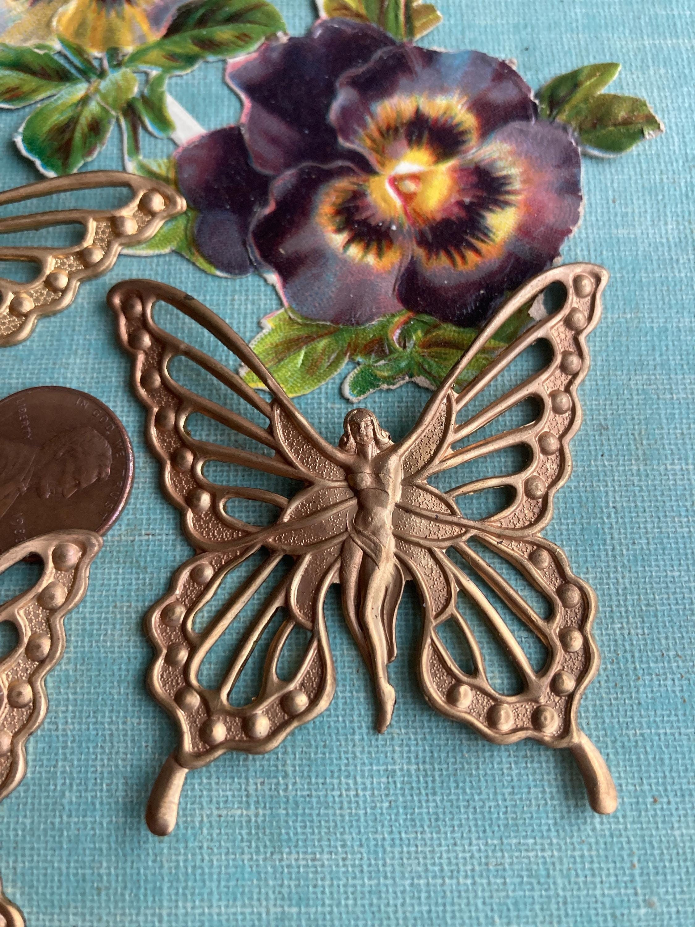 Rare and Divine Vintage Art Nouveau Butterfly Ladies, 50x50mm-2x2