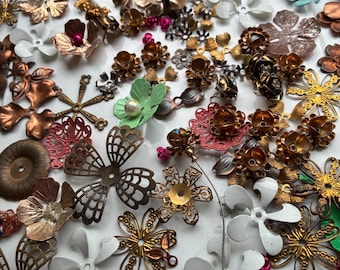 10 Vintage Blumen gemischte Größe und Stil