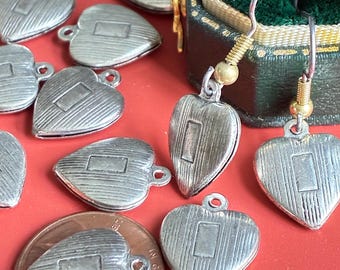 4 Vintage-Herzanhänger aus Silber, 13 mm