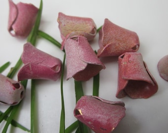 8 Rosy Pink  Metal Tulip Flowers