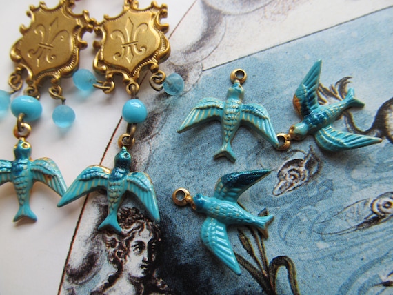 5 Small Bluebird Charms - Etsy Canada