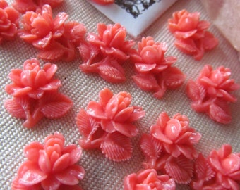 12 Small Vintage Celluloid Rose Flowers