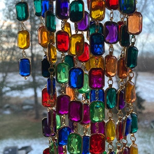 LARGE Size, Jewel Colored Chain, Stained Glass Colors 18 Inches