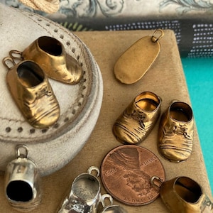 2 Pairs Of Baby Shoe Charms, 23mm- 3/4 Inch counting hoop - GOLD ONLY