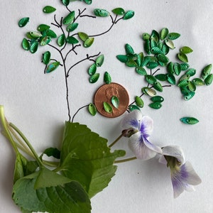 30 Itty Bitty Teeny Weenie Tiny Green Brass Leaves, 8x5mm...tiny, tiny,tiny, for miniature work image 5