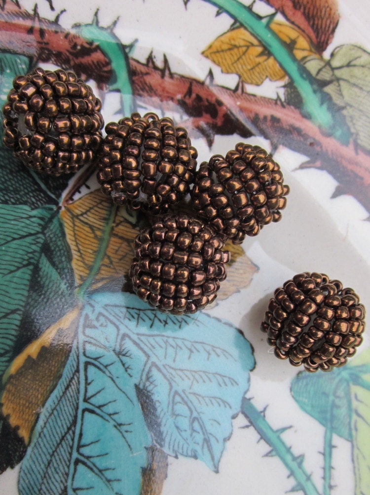 Vintage Brown Berry Glass  Bead
