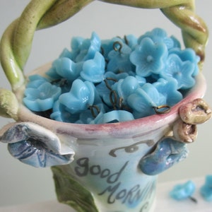 4 Irresistible Forget Me Not Japanese Glass Turquoise Blue Hooped Flower Beads